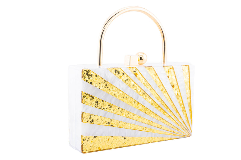 Clutch Purse Gold & Pearl Starburst