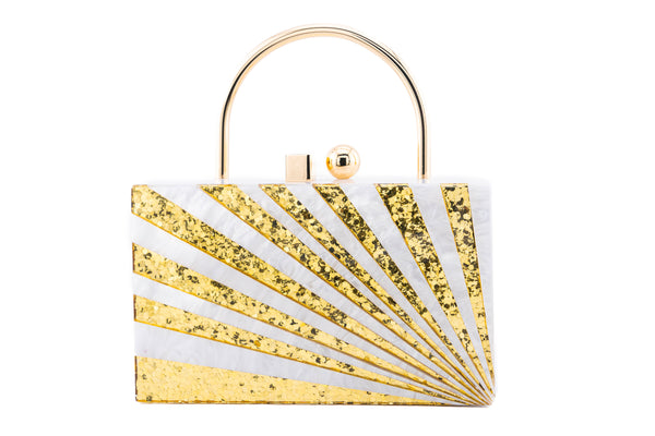 Clutch Purse Gold & Pearl Starburst