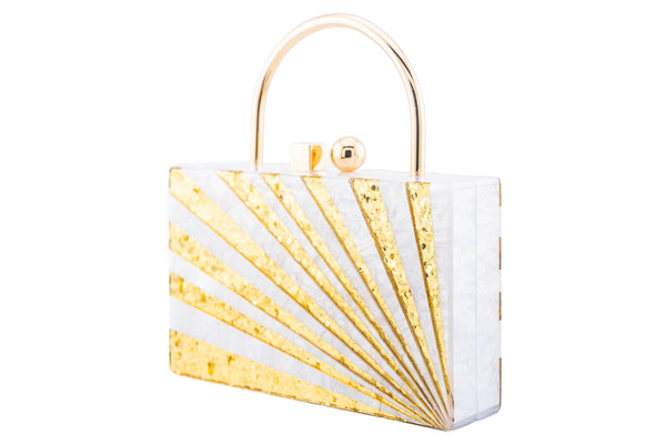 Clutch Purse Gold & Pearl Starburst