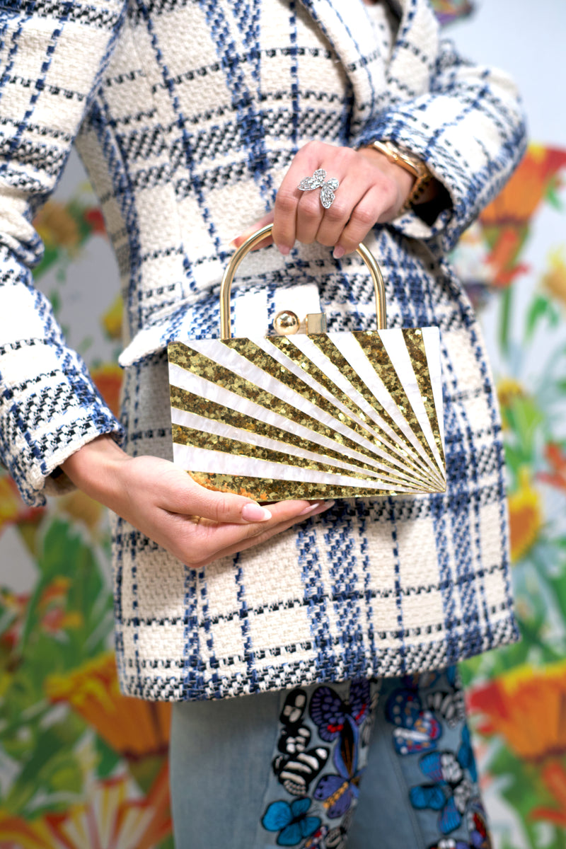 Clutch Purse Gold & Pearl Starburst